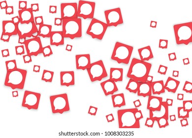 Social media background with chat notification bubbles in icons. Communication in global network. Vector illustration for social media marketing blog page.  Chat icon notifications isolated on white. 