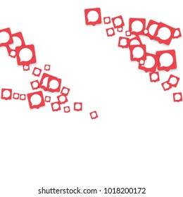 Social media background with chat notification bubbles in icons. Communication in global network. Vector illustration for social media marketing blog page.  Chat icon notifications isolated on white. 