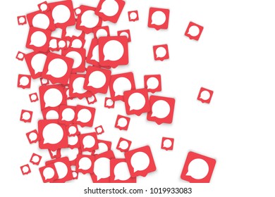 Social media background with chat notification bubbles in icons. Communication in global network. Vector illustration for social media marketing blog page.  Chat icon notifications isolated on white. 