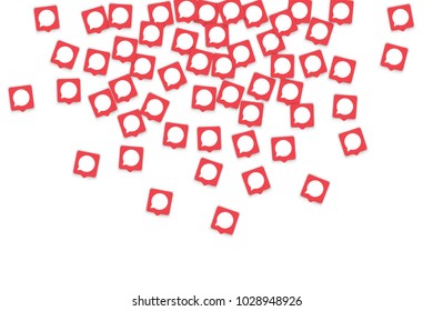 Social media background with chat notification bubbles in icons. Communication in global network. Vector illustration for social media marketing blog page.  Chat icon notifications isolated on white. 