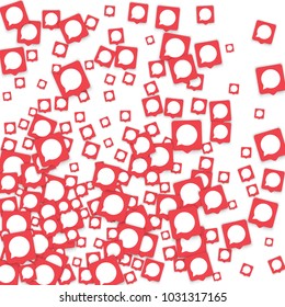 Social media background with chat notification bubbles in icons. Communication in global network. Vector illustration for social media marketing blog page.  Chat icon notifications isolated on white. 