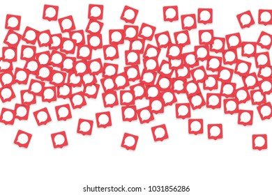 Social media background with chat notification bubbles in icons. Communication in global network. Vector illustration for social media marketing blog page.  Chat icon notifications isolated on white. 