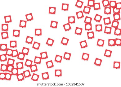 Social media background with chat notification bubbles in icons. Communication in global network. Vector illustration for social media marketing blog page.  Chat icon notifications isolated on white. 