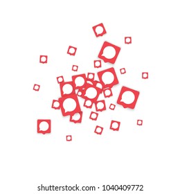 Social media background with chat notification bubbles in icons. Communication in global network. Vector illustration for social media marketing blog page.  Chat icon notifications isolated on white. 