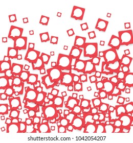 Social media background with chat notification bubbles in icons. Communication in global network. Vector illustration for social media marketing blog page.  Chat icon notifications isolated on white. 