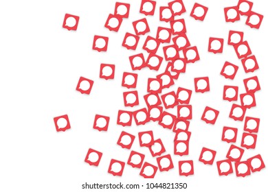 Social media background with chat notification bubbles in icons. Communication in global network. Vector illustration for social media marketing blog page.  Chat icon notifications isolated on white. 