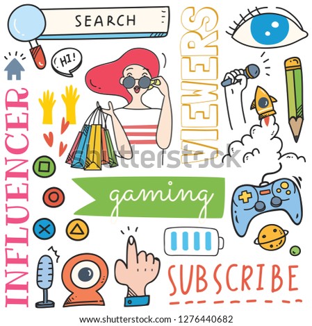 Social media background in doodle style vector illustration