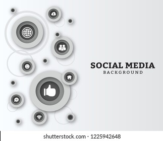 Social media background with icons.