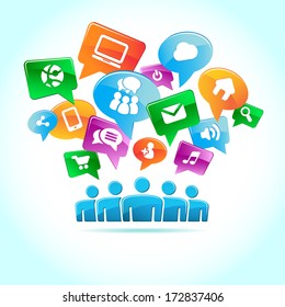 Social media, background of the icons vector 