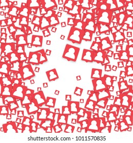 Social media background with man icon notification. Vector marketing blog background with new user bubble. Online business team backdrop. Social media marketing blog background with men notification.