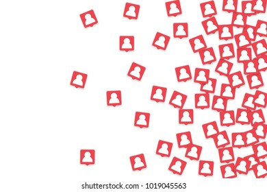 Social media background with man icon notification. Vector marketing blog background with new user bubble. Online business team backdrop. Social media marketing blog background with men notification.