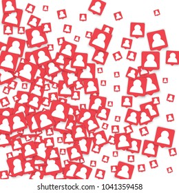 Social media background with man icon notification. Vector marketing blog background with new user bubble. Online business team backdrop. Social media marketing blog background with men notification.