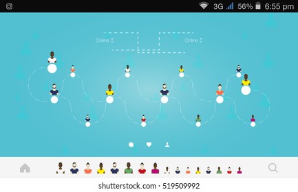 Social media, background with silhouette icons. People network icons.