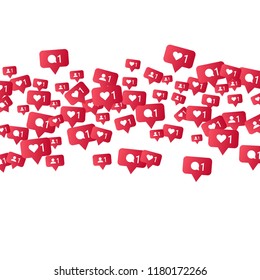 Social media background, streaming, likes, follows, comments, vector