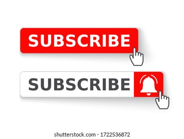 Social media background subscribe. Template subscribe button with bell and cursor. Social media. Vector illustration. 