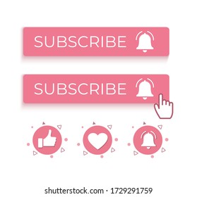 Social Media Hintergrund abonnieren. Vorlage abonnieren Schaltfläche mit Glocke und Cursor. Soziale Medien. Vector-Abbildung. 
