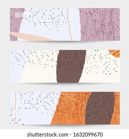 Social media background template. Hand drawn organic natural motley shapes. Wavy lines create exotic tropical design. Vector illustration for marketing technology. Modern contemporary style.