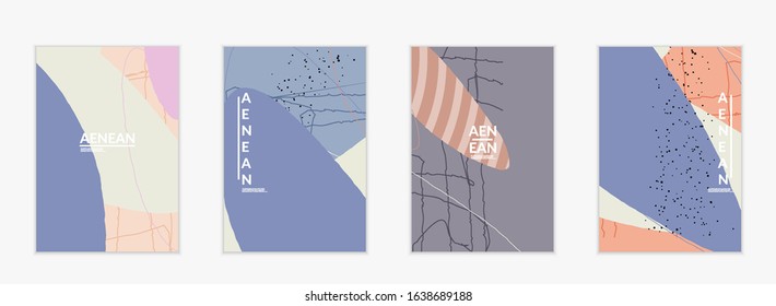 Social media background template. Hand drawn organic natural motley shapes. Wavy lines create exotic tropical design. Vector illustration for marketing technology. Modern contemporary style.