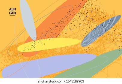 Social media background template. Hand drawn organic natural motley shapes. Wavy lines create exotic tropical design. Vector illustration for marketing technology. Modern contemporary style.