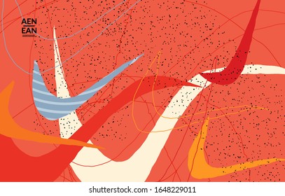 Social media background template. Hand drawn organic natural motley shapes. Wavy lines create exotic tropical design. Vector illustration for marketing technology. Modern contemporary style.