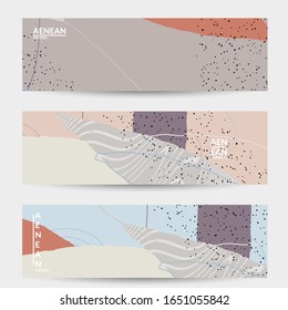 Social media background template. Hand drawn organic natural motley shapes. Wavy lines create exotic tropical design. Vector illustration for marketing technology. Modern contemporary style.