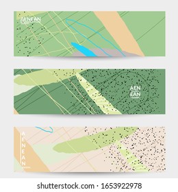 Social media background template. Hand drawn organic natural motley shapes. Wavy lines create exotic tropical design. Vector illustration for marketing technology. Modern contemporary style.