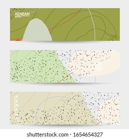 Plantilla de fondo de medios sociales. Formas de varilla natural orgánica dibujadas a mano. Las líneas onduladas crean un diseño tropical exótico. Ilustración vectorial para tecnología de marketing. Moderno estilo contemporáneo.