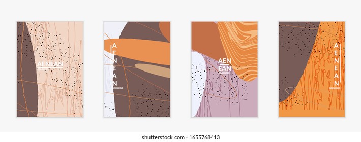 Plantilla de fondo de medios sociales. Formas de varilla natural orgánica dibujadas a mano. Las líneas onduladas crean un diseño tropical exótico. Ilustración vectorial para tecnología de marketing. Moderno estilo contemporáneo.