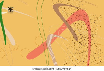 Plantilla de fondo de medios sociales. Formas de varilla natural orgánica dibujadas a mano. Las líneas onduladas crean un diseño tropical exótico. Ilustración vectorial para tecnología de marketing. Moderno estilo contemporáneo.