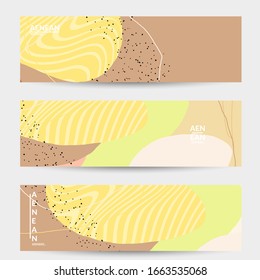 Plantilla de fondo de medios sociales. Formas de varilla natural orgánica dibujadas a mano. Las líneas onduladas crean un diseño tropical exótico. Ilustración vectorial para tecnología de marketing. Moderno estilo contemporáneo.