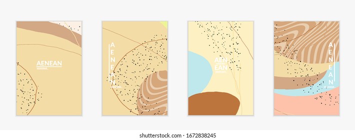 Social media background template. Hand drawn organic natural motley shapes. Wavy lines create exotic tropical design. Vector illustration for marketing technology. Modern contemporary style.