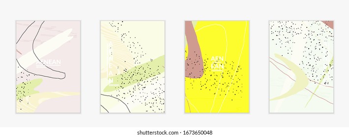 Social media background template. Hand drawn organic natural motley shapes. Wavy lines create exotic tropical design. Vector illustration for marketing technology. Modern contemporary style.