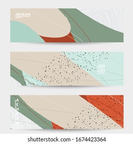 Social media background template. Hand drawn organic natural motley shapes. Wavy lines create exotic tropical design. Vector illustration for marketing technology. Modern contemporary style.
