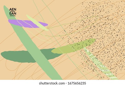 Hintergrundvorlage für soziale Medien. Handgezeichnete natürliche Motleyformen aus biologischem Anbau. Wavy Linien schaffen exotische tropische Design. Vektorillustration-Illustration für Marketingtechnik. Moderner zeitgenössischer Stil.