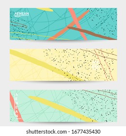 Social media background template. Hand drawn organic natural motley shapes. Wavy lines create exotic tropical design. Vector illustration for marketing technology. Modern contemporary style.