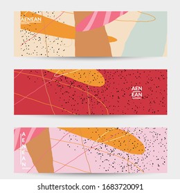 Social media background template. Hand drawn organic natural motley shapes. Wavy lines create exotic tropical design. Vector illustration for marketing technology. Modern contemporary style.