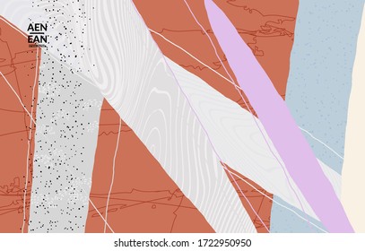 Plantilla de fondo de medios sociales. Formas de varilla natural orgánica dibujadas a mano. Las líneas onduladas crean un diseño tropical exótico. Ilustración vectorial para tecnología de marketing. Moderno estilo contemporáneo.