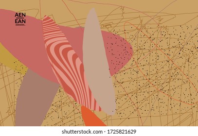 Social media background template. Hand drawn organic natural motley shapes. Wavy lines create exotic tropical design. Vector illustration for marketing technology. Modern contemporary style.