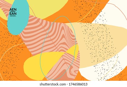 Social media background template. Hand drawn organic natural motley shapes. Wavy lines create exotic tropical design. Vector illustration for marketing technology. Modern contemporary style.