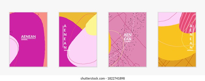 Social media background template. Hand drawn organic natural motley shapes. Wavy lines create exotic tropical design. Vector illustration for marketing technology. Modern contemporary style.