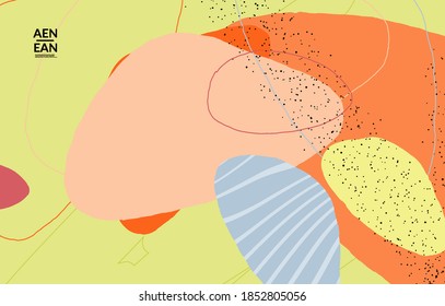 Plantilla de fondo de medios sociales. Formas obtenidas a mano de motos naturales orgánicas. Las líneas onduladas crean un diseño tropical exótico. Ilustración vectorial para tecnología de marketing. Estilo contemporáneo moderno.