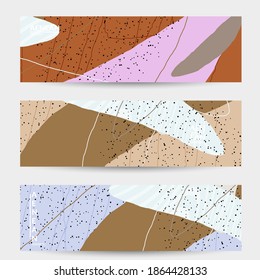 Plantilla de fondo de medios sociales. Formas obtenidas a mano de motos naturales orgánicas. Las líneas onduladas crean un diseño tropical exótico. Ilustración vectorial para tecnología de marketing. Estilo contemporáneo moderno.