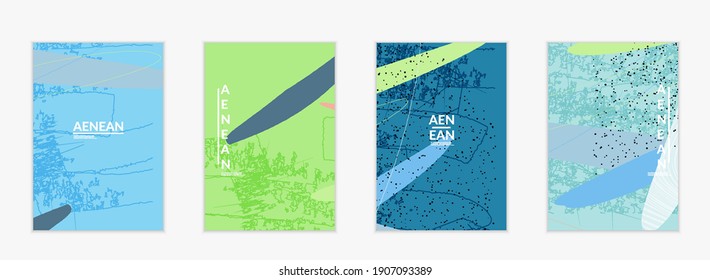 Social media background template. Hand drawn organic natural motley shapes. Wavy lines create exotic tropical design. Vector illustration for marketing technology. Modern contemporary style.