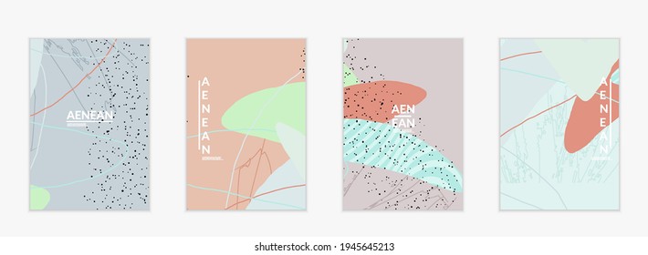 Social media background template. Hand drawn organic natural motley shapes. Wavy lines create exotic tropical design. Vector illustration for marketing technology. Modern contemporary style.