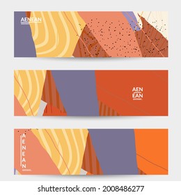 Social media background template. Hand drawn organic natural motley shapes. Wavy lines create exotic tropical design. Vector illustration for marketing technology. Modern contemporary style.