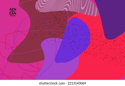 Plantilla de fondo de medios sociales. Formas obtenidas a mano de motos naturales orgánicas. Las líneas onduladas crean un diseño tropical exótico. Ilustración vectorial para tecnología de marketing. Estilo contemporáneo moderno.