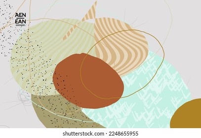 Plantilla de fondo de medios sociales. Formas obtenidas a mano de motos naturales orgánicas. Las líneas onduladas crean un diseño tropical exótico. Ilustración vectorial para tecnología de marketing. Estilo contemporáneo moderno.