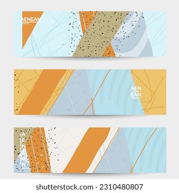 Social media background template. Hand drawn organic natural motley shapes. Wavy lines create exotic tropical design. Vector illustration for marketing technology. Modern contemporary style.