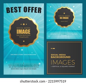 Social Media Background. Vertical and Horizontal Format. Cyan Color
