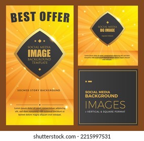 Social Media Background. Vertical and Horizontal Format. Orange Color